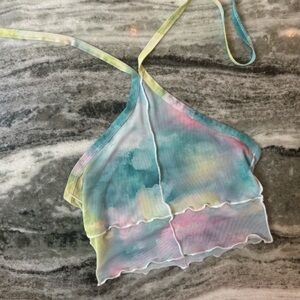 Multicolor Sheer Mesh Halter Top